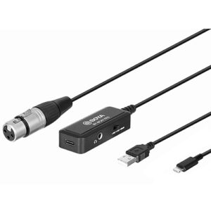 Cable adaptador Boya BY-BCA7 PRO, de XLR a USB-A y Lightning