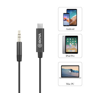 Adaptador Boya BY-K2, TRS macho 3.5mm a USB-C macho