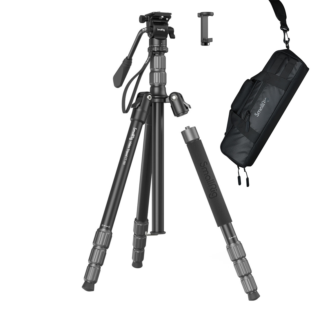 SKU2178 - 01 Trípode monopod SmallRig CT180 cabeza fluida, 180cm, 3kg, con porta celular