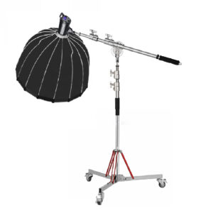 Pedestal jirafa Boom Qihe M5-120, de acero inox., 204cm de alto, 220cm de brazo, con ruedas