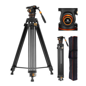 Trípode de Video K&F Concept VA3+BV20 con cabezal fluido Carga, 10kg, 190cm