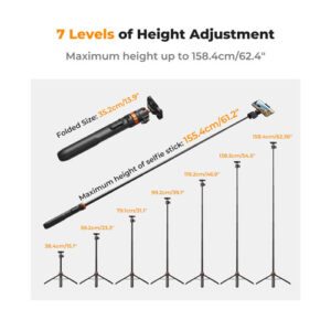 Mini Trípode extensinle para Celular y cámaras de acción K&F Concept MS08, 160cm