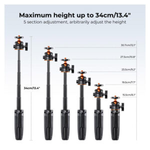 Mini Trípode para camara con porta celular K&F Concept MS09, 2KG, 34cm