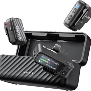 Kit de Microfonos inalambricos profesionales Boyamic 2, 32bits, grabadora, + corbateros