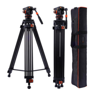 Trípode de Video K&F Concept VA3+BV40 con cabeza fluida, 10kg, 1.91m.